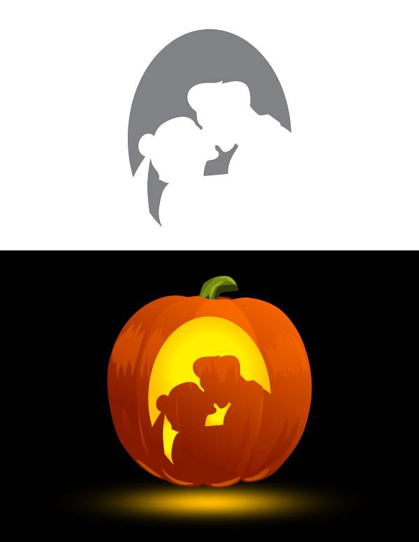 Printable Kissing Bride And Groom Pumpkin Stencil