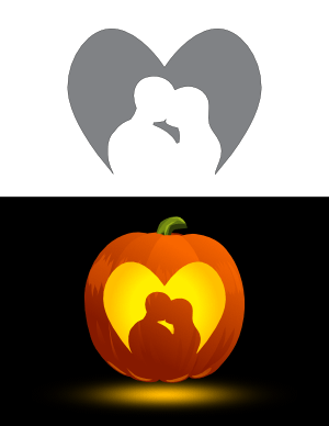 Kissing Couple Pumpkin Stencil