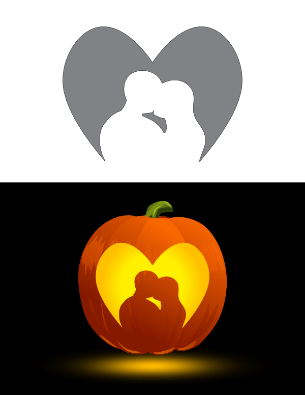 Printable Kissing Couple Pumpkin Stencil