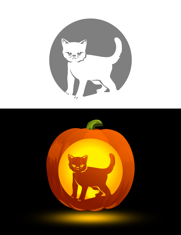 Printable Kitten Pumpkin Stencil