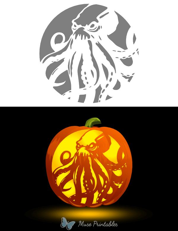 Kraken Pumpkin Stencil