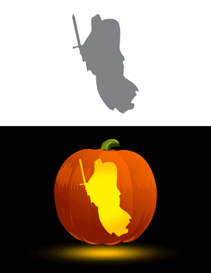 Large Ghost With Sword Pumpkin Stencil