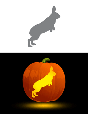 Leaping Arctic Hare Pumpkin Stencil