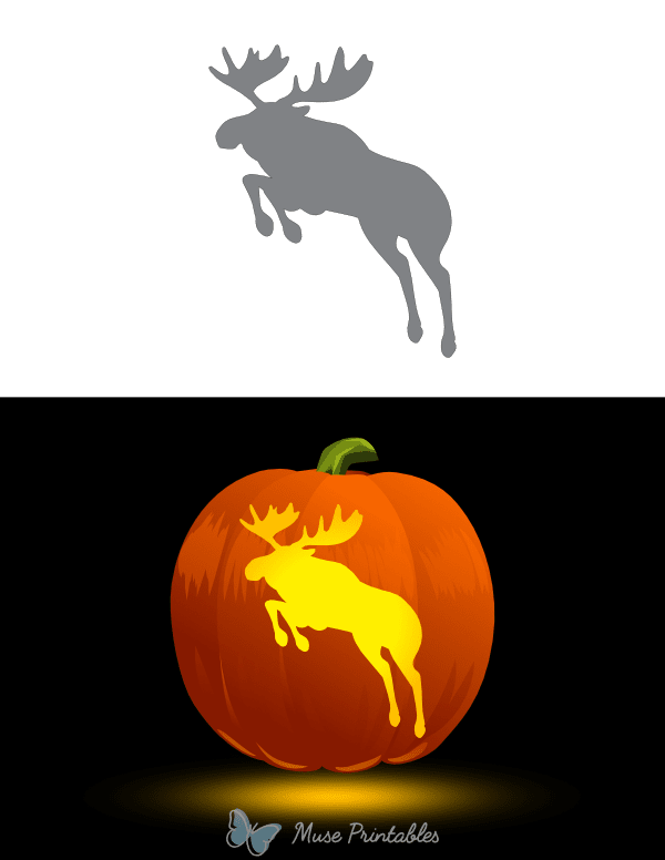 Leaping Moose Pumpkin Stencil