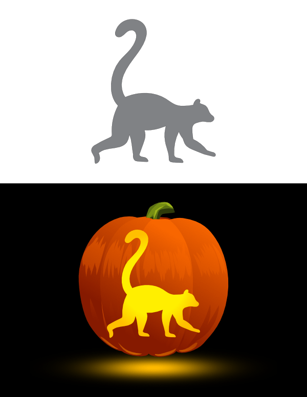 Printable Lemur Side View Pumpkin Stencil