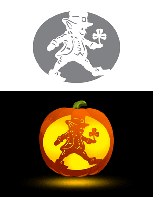 Leprechaun and Shamrock Pumpkin Stencil