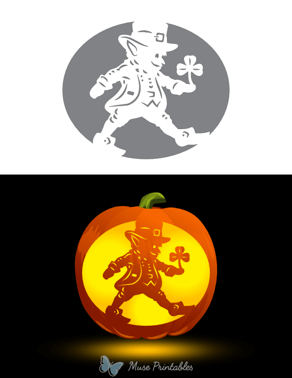 Leprechaun and Shamrock Pumpkin Stencil