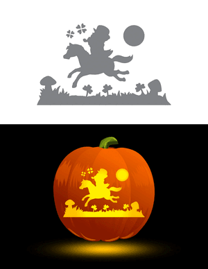 Leprechaun Riding Pony Pumpkin Stencil
