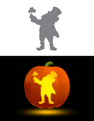 Leprechaun With a Shamrock Pumpkin Stencil