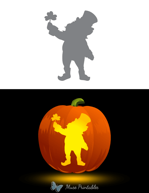 Leprechaun With a Shamrock Pumpkin Stencil