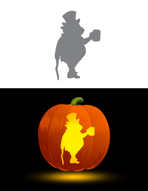 Leprechaun With Cane and Mug Pumpkin Stencil