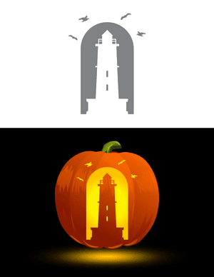 Lighthouse and Birds Pumpkin Stencil