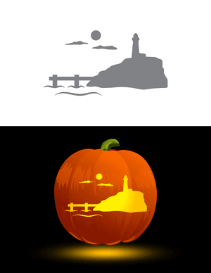 Lighthouse Scenery Pumpkin Stencil