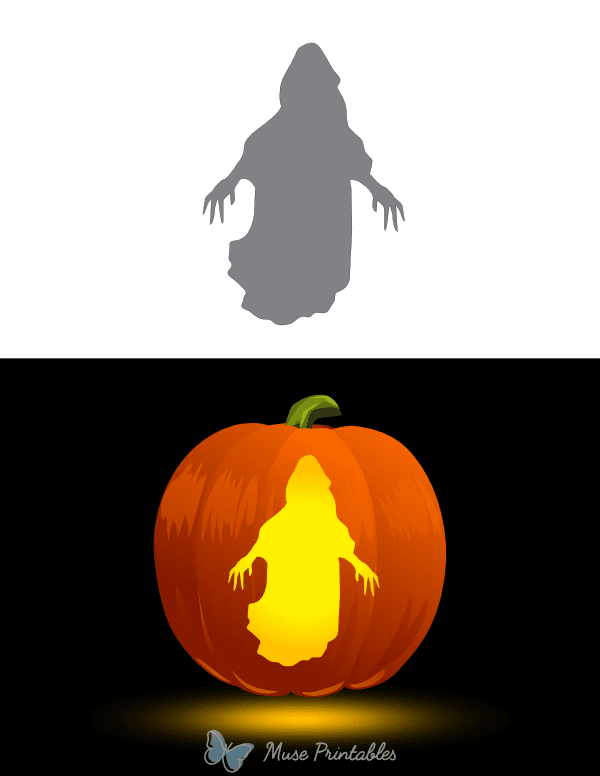 Long Fingered Ghost Pumpkin Stencil