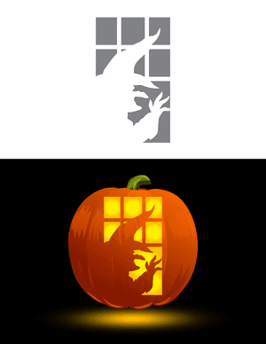 Long Nosed Witch Pumpkin Stencil