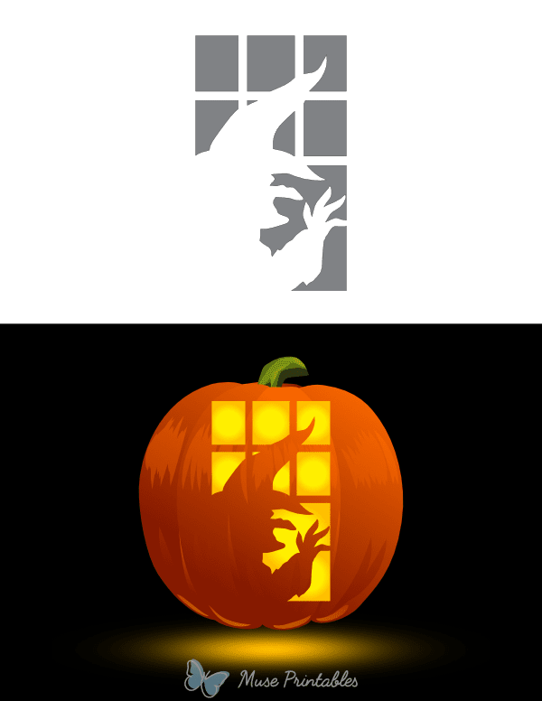 Long Nosed Witch Pumpkin Stencil