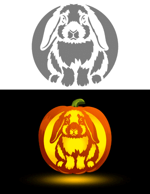 Lop Eared Rabbit Pumpkin Stencil