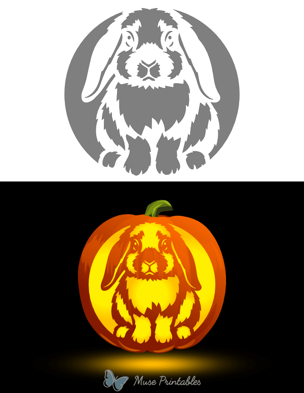 Lop Eared Rabbit Pumpkin Stencil