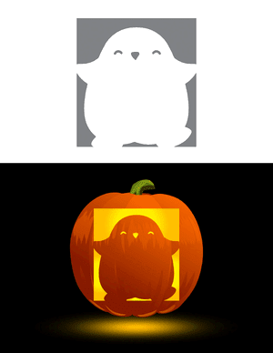 Lovable Penguin Pumpkin Stencil