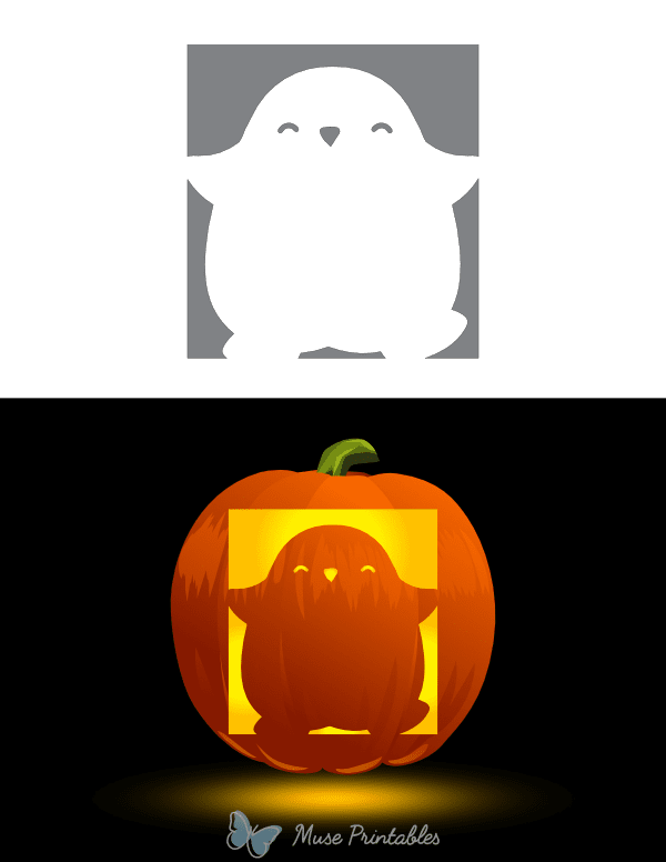 Lovable Penguin Pumpkin Stencil