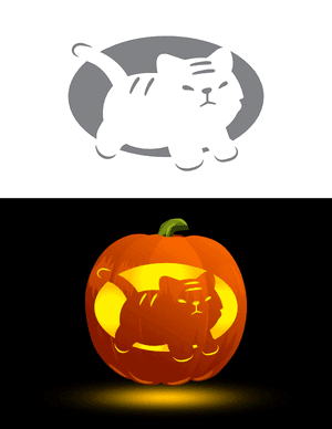 Lovable Tiger Pumpkin Stencil