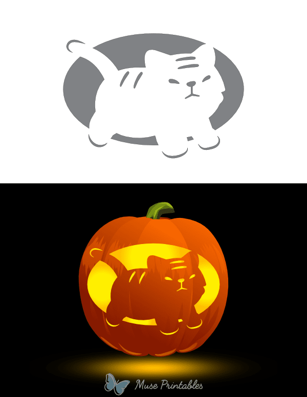 Lovable Tiger Pumpkin Stencil