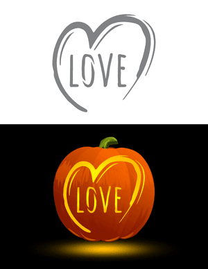 Love and Heart Pumpkin Stencil
