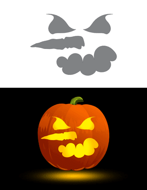 Mad Snowman Face Pumpkin Stencil