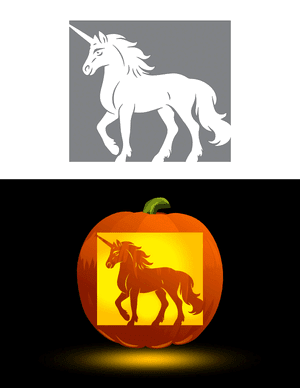 Magical Unicorn Pumpkin Stencil