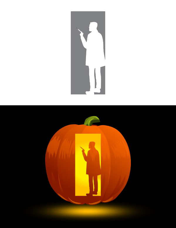 Printable Male Doctor with Syringe Pumpkin Stencil