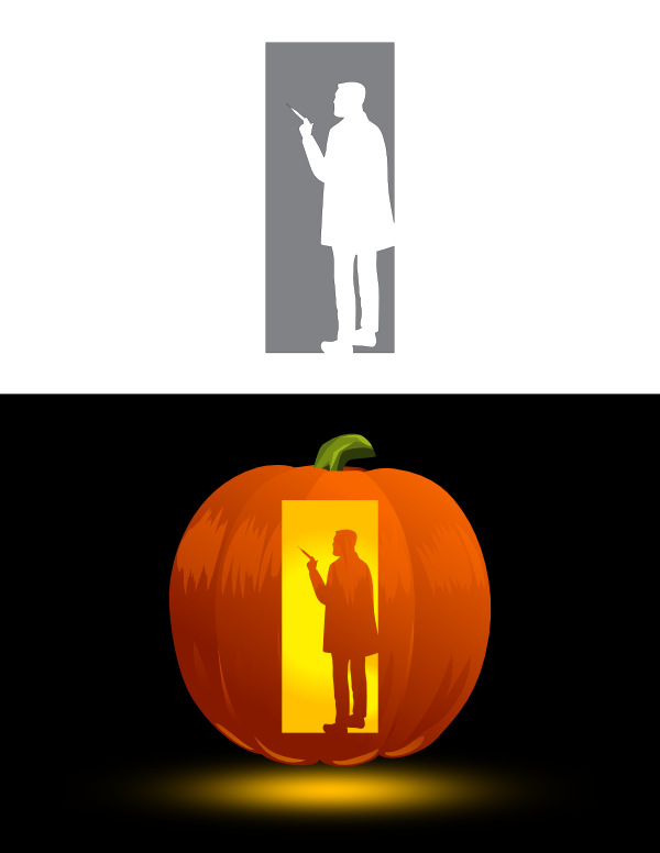 Printable Male Doctor With Syringe Pumpkin Stencil