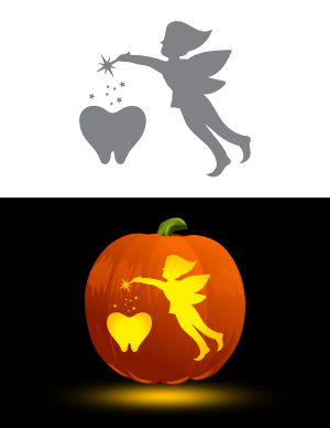 Male Tooth Fairy with Wand Pumpkin Stencil