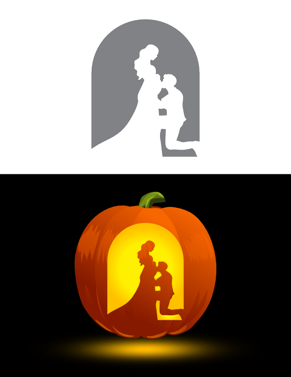 Printable Man And Pregnant Woman Pumpkin Stencil