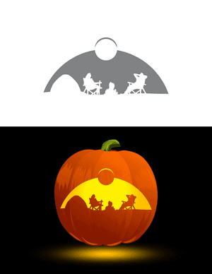 Man and Woman Camping Pumpkin Stencil