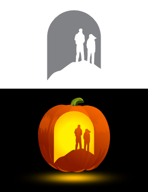 Man and Woman on Mountain Pumpkin Stencil