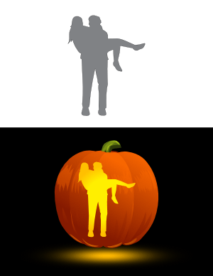 Man Carrying Woman Pumpkin Stencil