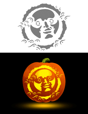 Man in the Moon Pumpkin Stencil