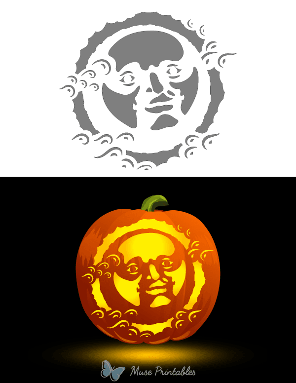 Man in the Moon Pumpkin Stencil