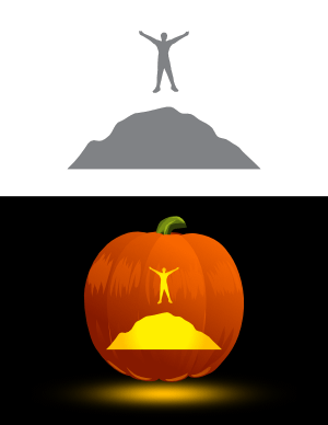 Man Jumping on Mountain Pumpkin Stencil