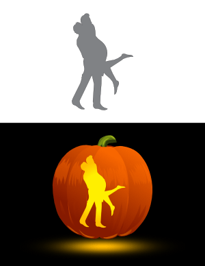 Man Lifting Woman Pumpkin Stencil