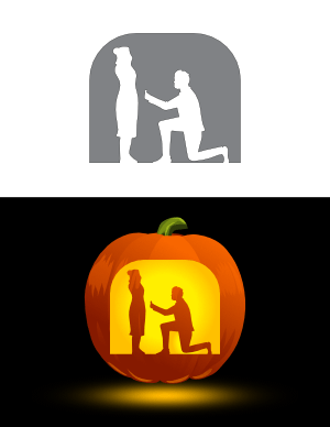 Man Proposing To Woman Pumpkin Stencil