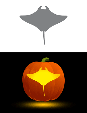 Manta Ray From Above Pumpkin Stencil