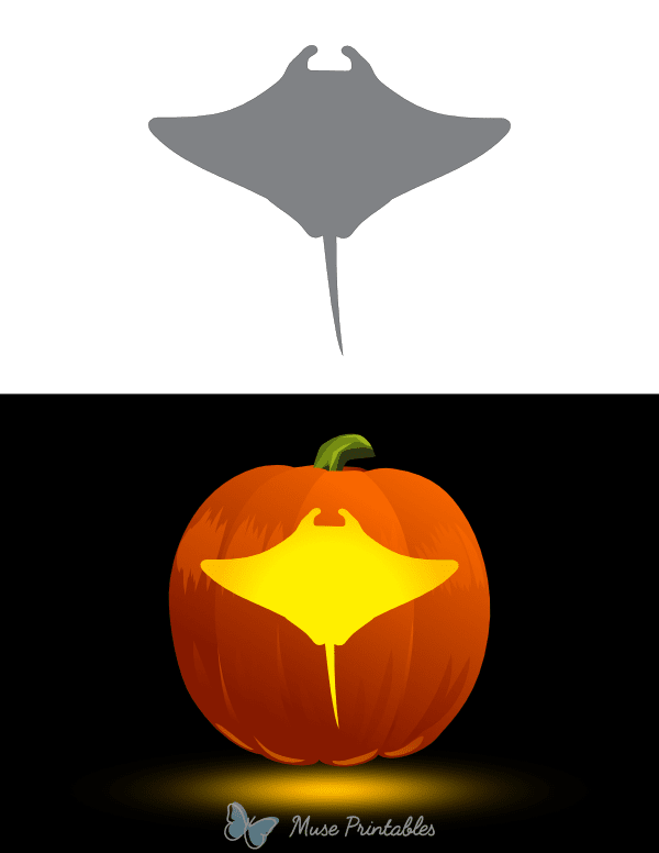 Manta Ray From Above Pumpkin Stencil