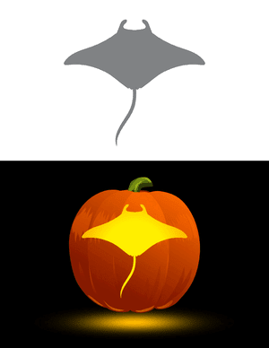 Manta Ray Overhead View Pumpkin Stencil