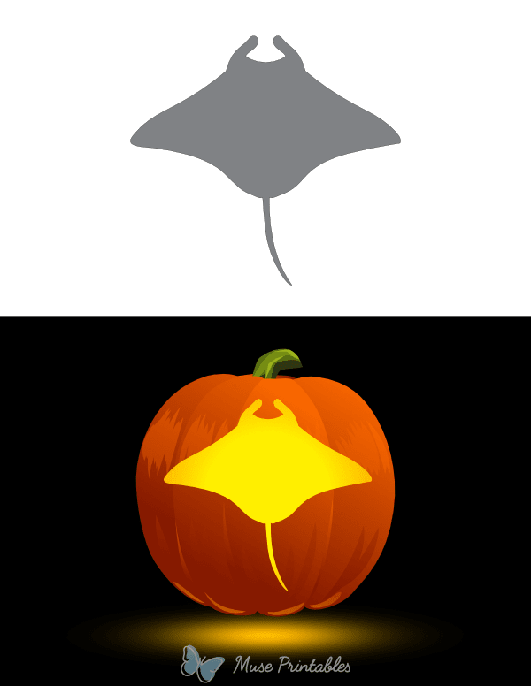 Manta Ray Top Down View Pumpkin Stencil