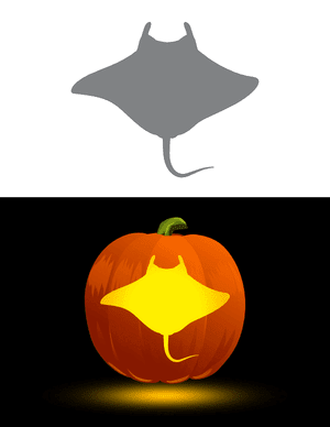 Manta Ray Top View Pumpkin Stencil