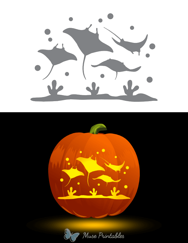 Manta Rays Pumpkin Stencil