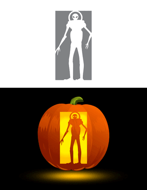 Martian With Helmet Pumpkin Stencil