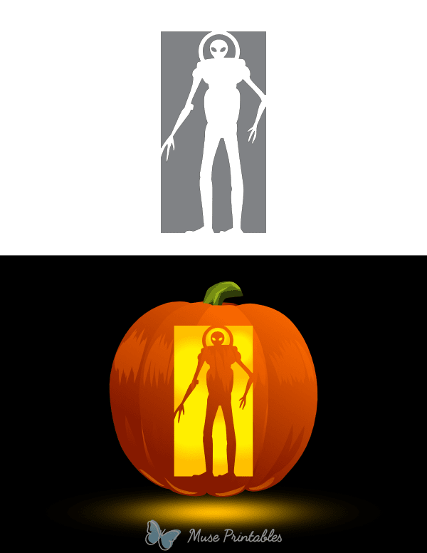 Martian With Helmet Pumpkin Stencil