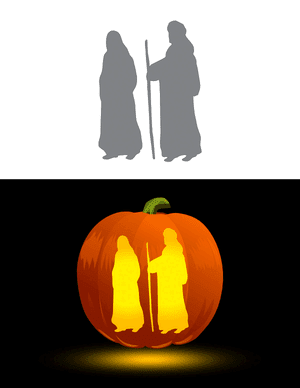 Mary and Joseph Pumpkin Stencil